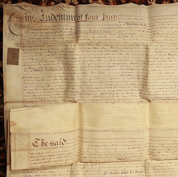 1772 Indenture Conveyance British Legal Document Manuscript Vellum Wax Sealed