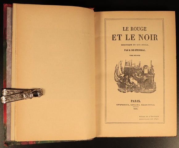 c1920 2vol Stendhal Le Rouge Et Le Noir Antique French Fiction Book Set
