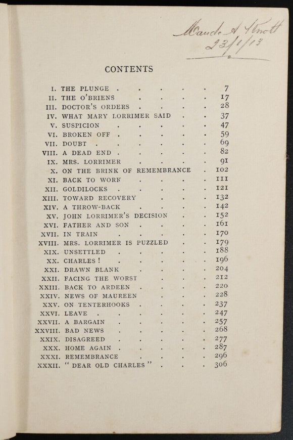1910 The Heart Of Maureen by John Strange Winter Antique British Fiction Book