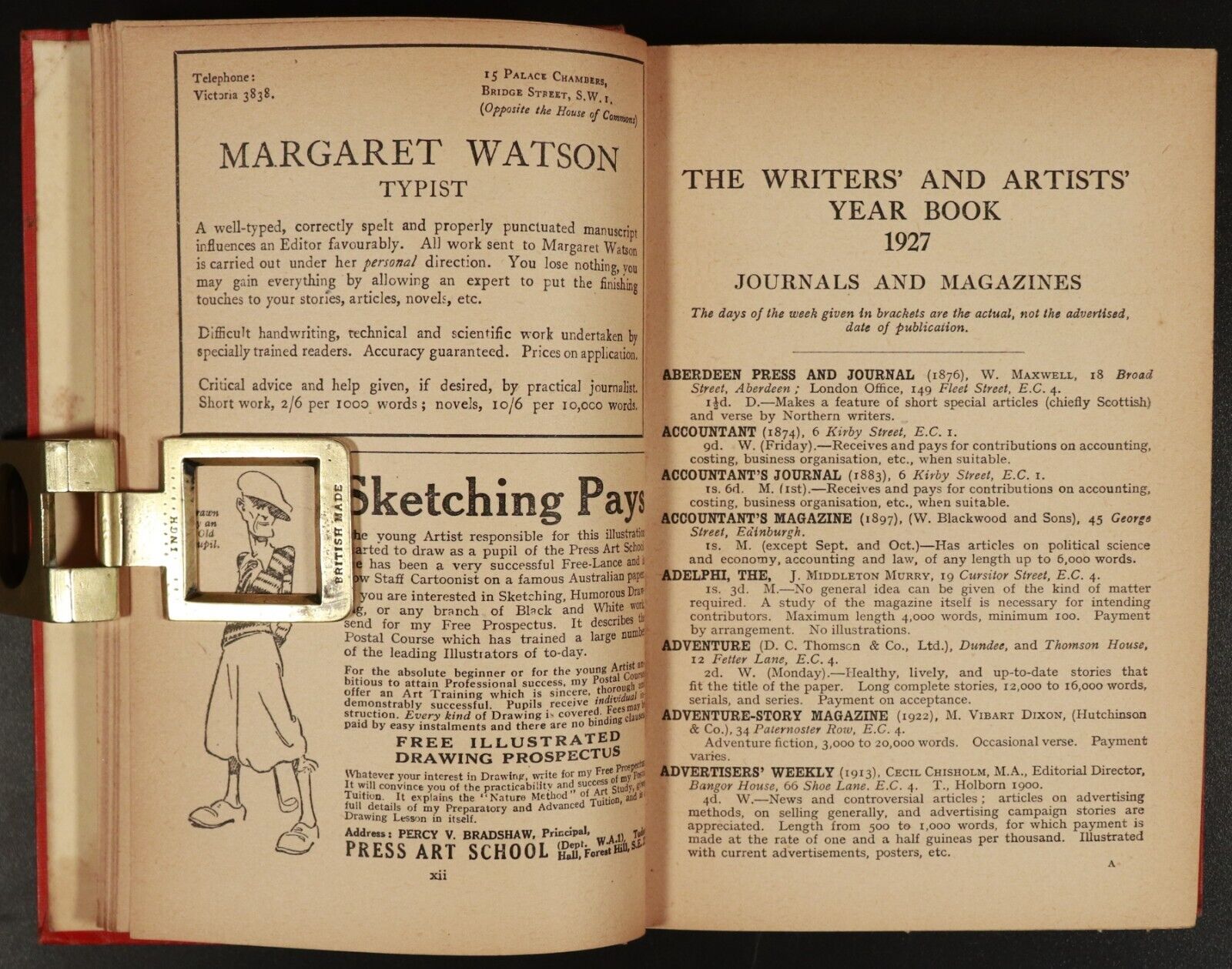 1927 The Writers & Artists Year Book Antique Publishers & Artists Reference Book