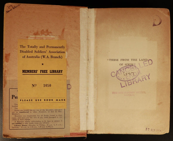 1901 These From The Land Of Sinim Rare 1st Edition Chinese History Book