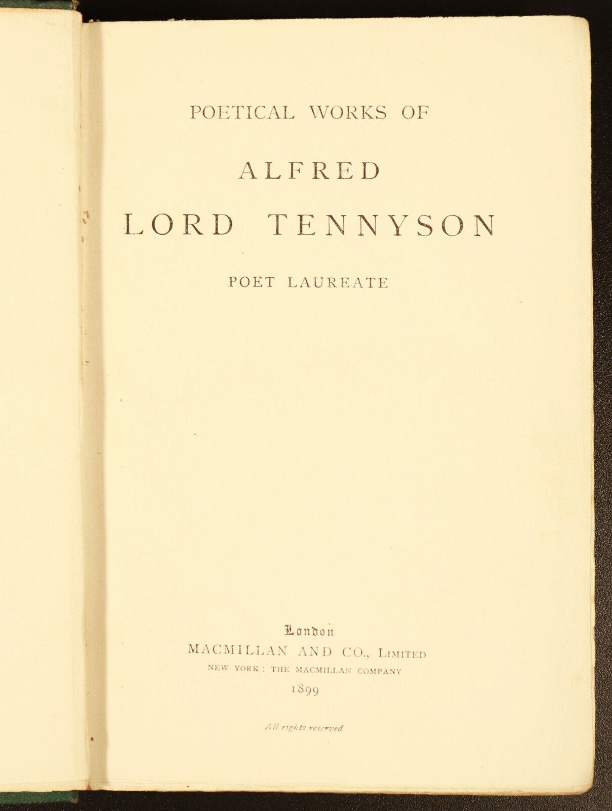 1899 Poetical Works Of Alfred Lord Tennyson Antique Poetry Book Globe Edition