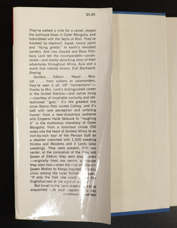 1970 Exit Backward Bowing by Oswald B. Lord Vintage Travel Exploration Book