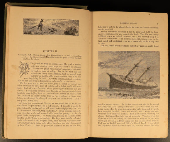 c1898 Swiss Family Robinson by H. Frith Antique Illustrated Fiction Book