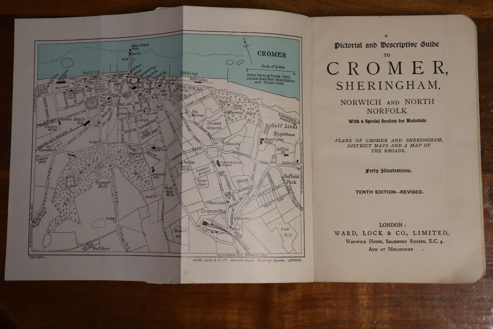 c1925 Guide To Cromer: Ward Lock & Co Antique Travel Guide Book w/Maps