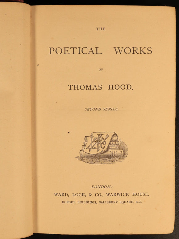 c1880 The Poetical Works Of Thomas Hood Antique British Poetry Book