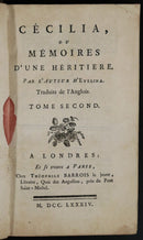 1784 3vol Cecilia Ou Memoires D'Une Heritiere Antiquarian Literature Books-7