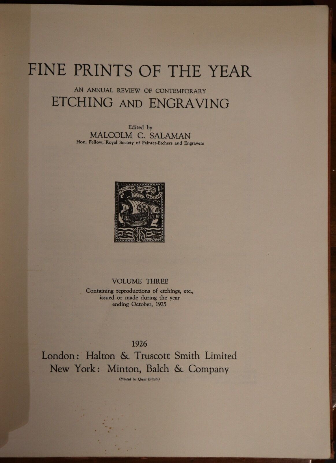 1926 Fine Prints Of The Year: Etching & Engraving Antique British Art Book