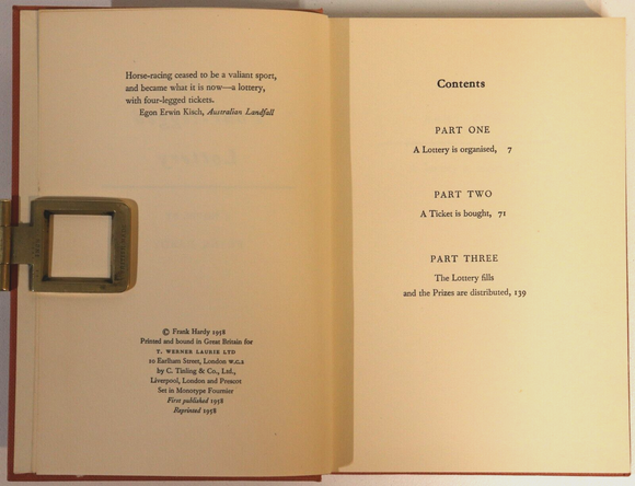 1958 The Four-Legged Lottery by Frank Hardy Australian Fiction Book