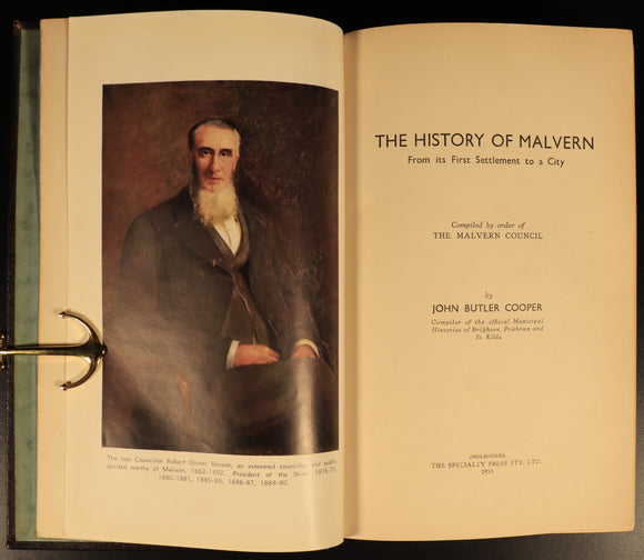 The History Of Malvern by J.B. Cooper 1935 Antique Australian History Book