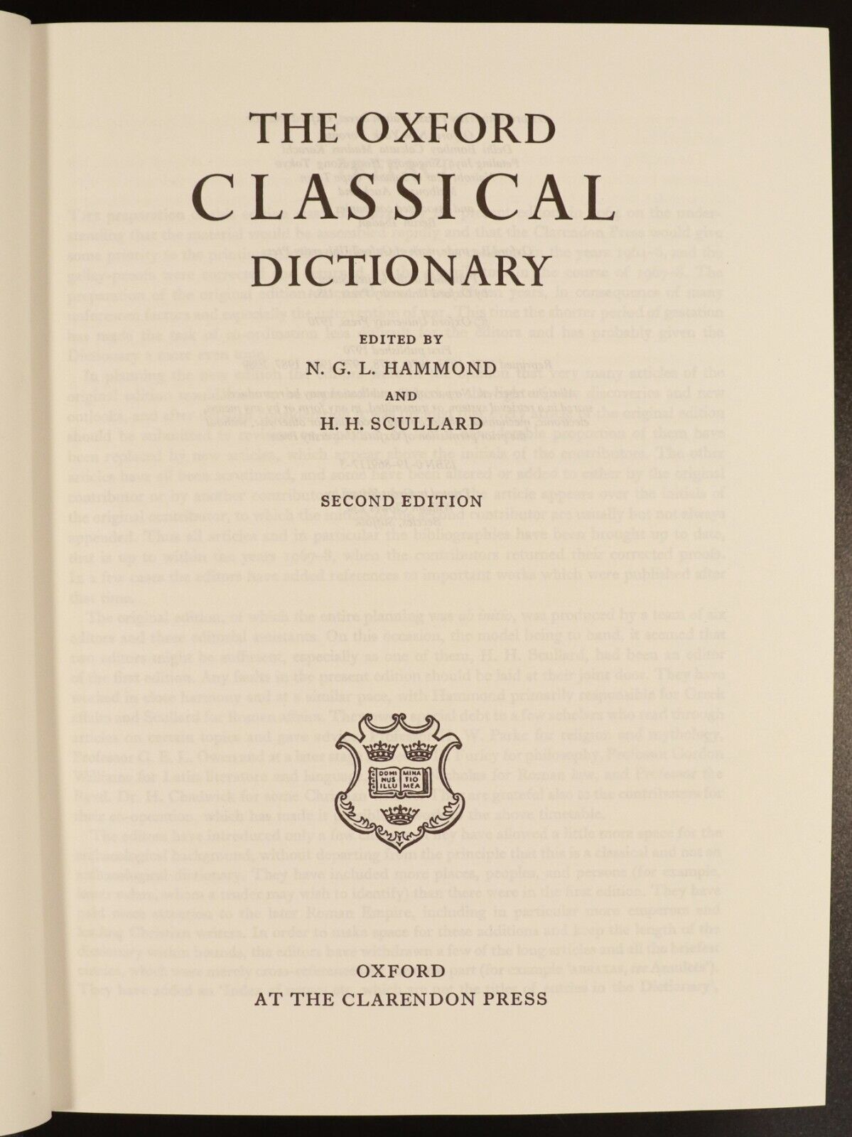 1989 The Oxford Classical Dictionary by NGL Hammond Literature Reference Book - 0