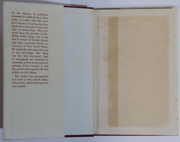 1956 The Governor's Lady by M Bassett Australian Colonial History Book