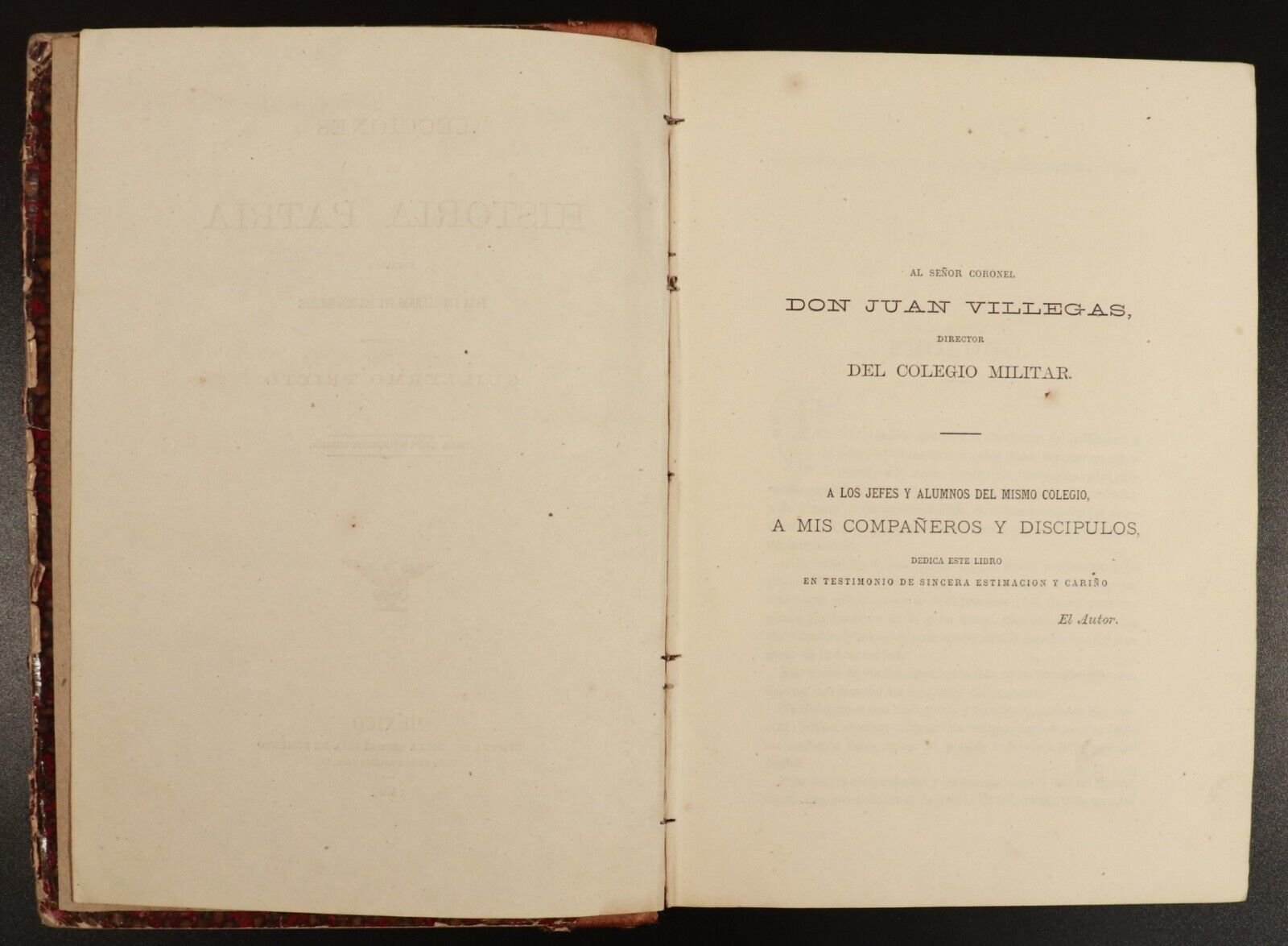 1891 Lecciones de Historia Patria by Guillermo Prieto Antiquarian History Book