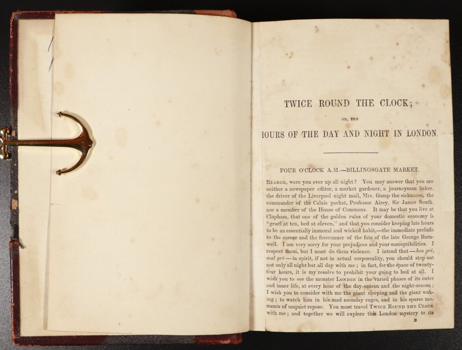 c1872 Twice Round The Clock George Augustus Sala Antique History Books Scarce - 0