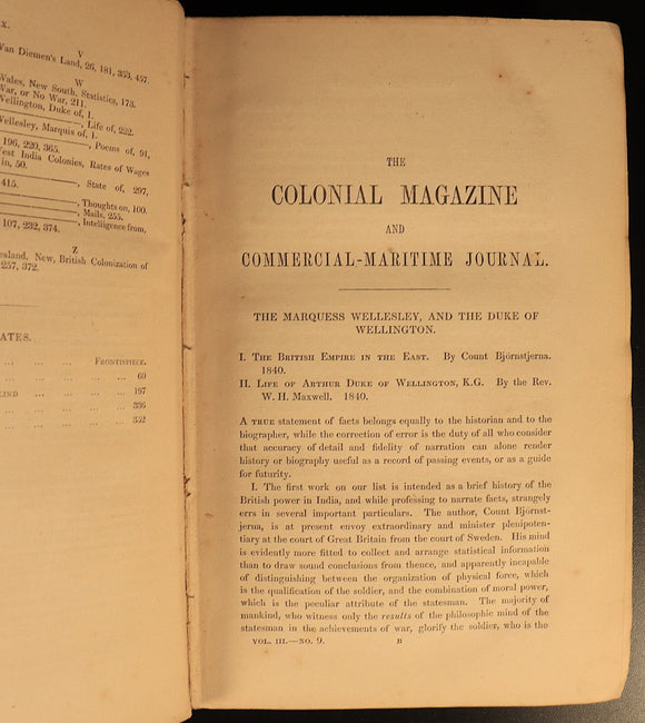 1840 The Colonial Magazine Commercial etc Antiquarian Australian History Book