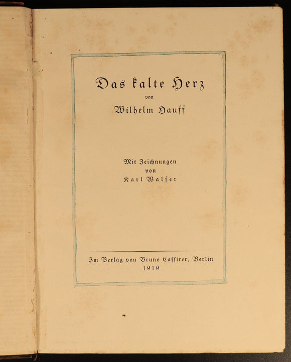 1919 Das Kalte Herz by Wilhelm Hauff Antique German Childrens Fairytale Book