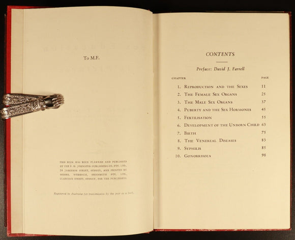 Sex Education In Pictures by DJ Farrell 1946 Antique Sexual Reference Book