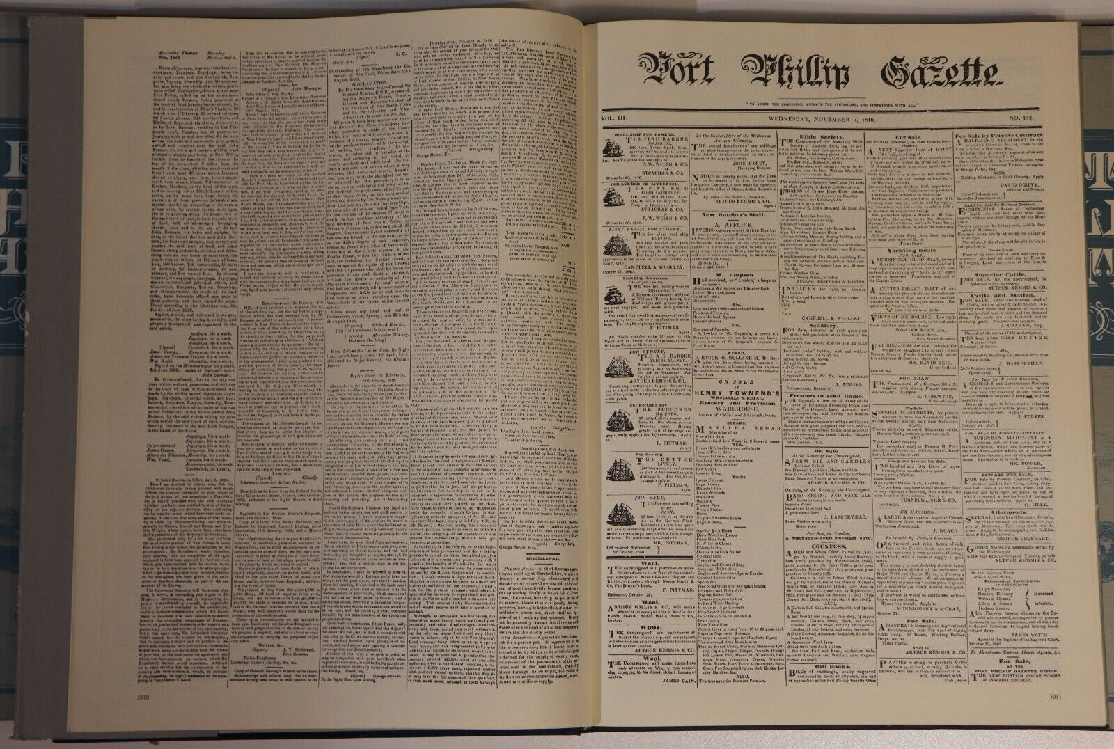 1979 5vol Port Phillip Gazette 1838 to 1841 Australian Newspaper History Books