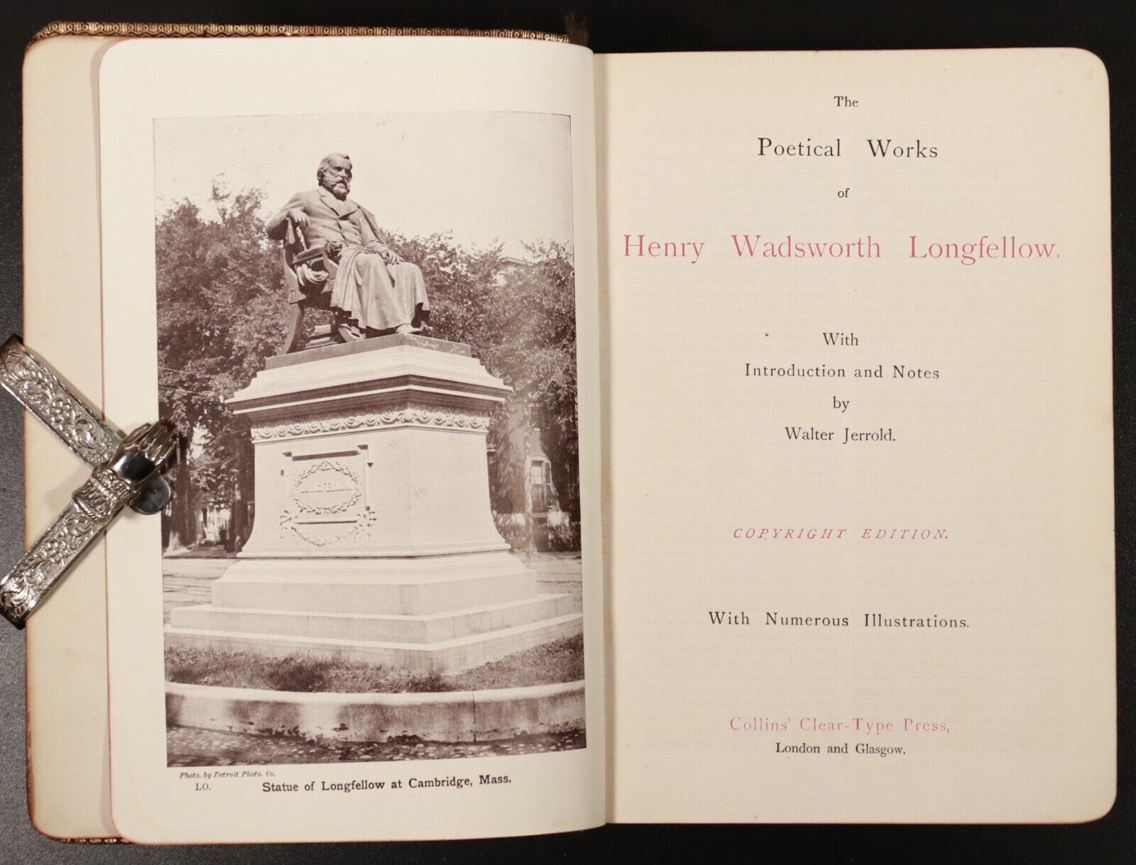 c1900 The Poetical Works Of Henry Longfellow Intro Jerrold Antique Poetry Book