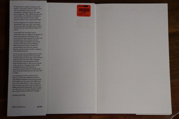 1985 A History Of The Auction by B. Learmount 1st Ed. Finance History Book