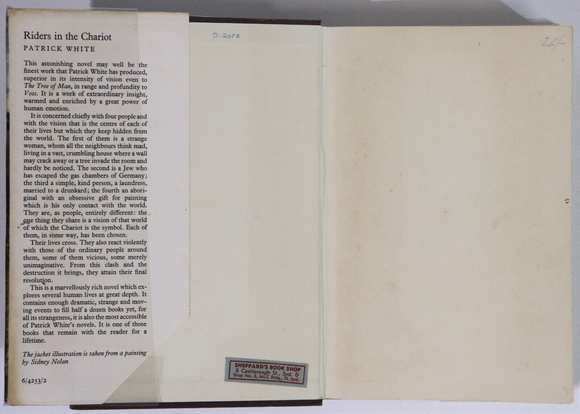 1961 Riders In The Chariot by Patrick White 1st Edition Vintage Fiction Book