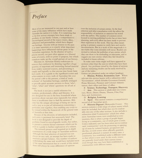 1986 Collins Milestones In Australian History by Robin Brown Reference Book