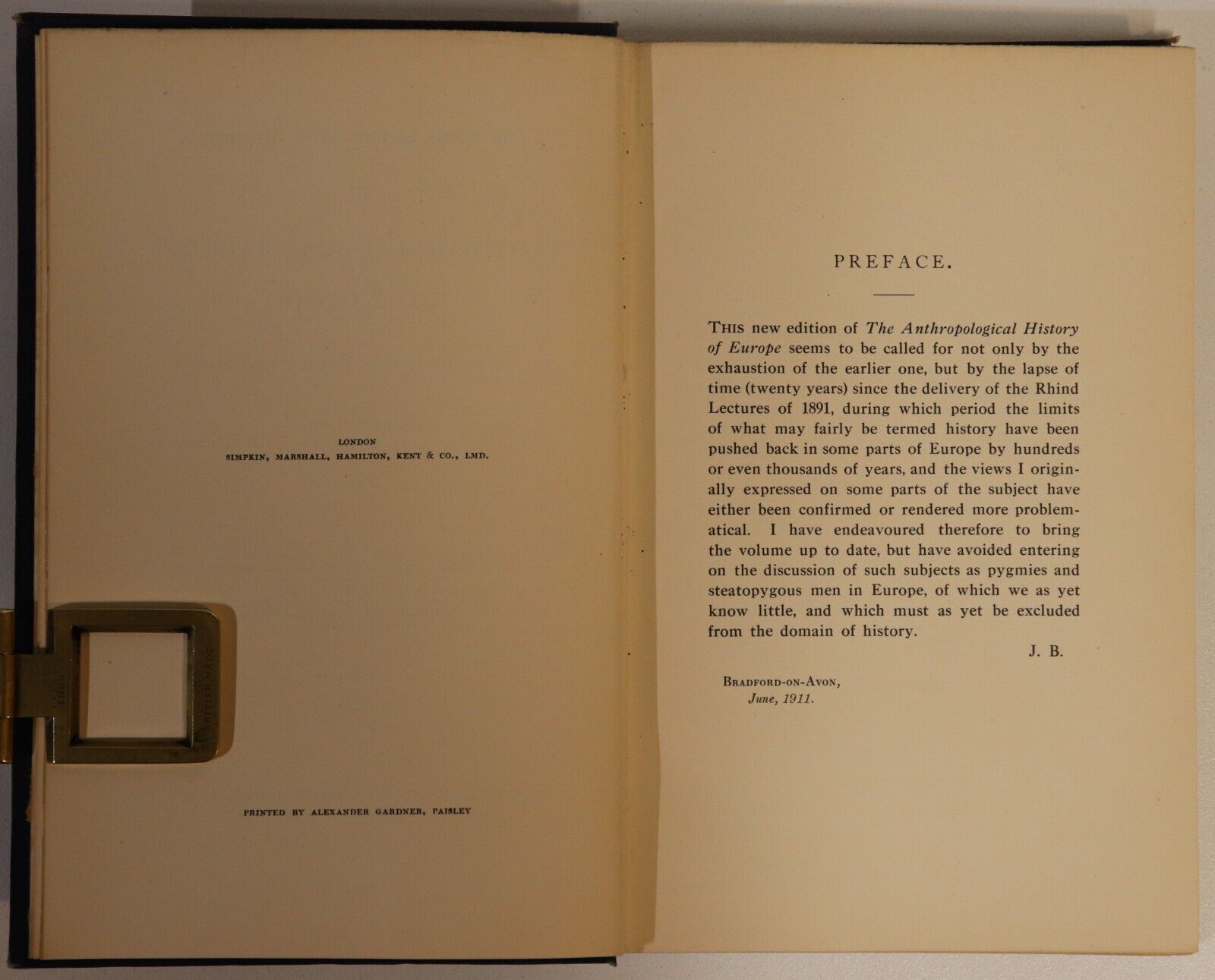 1912 The Anthropological History Of Europe Antique Science History Book