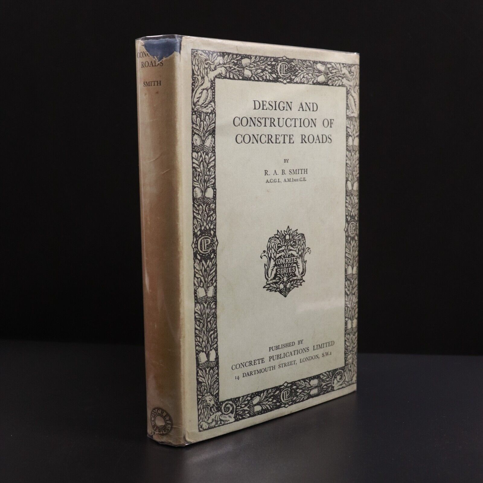 c1934 Design & Construction Of Concrete Roads Antique Architecture Book