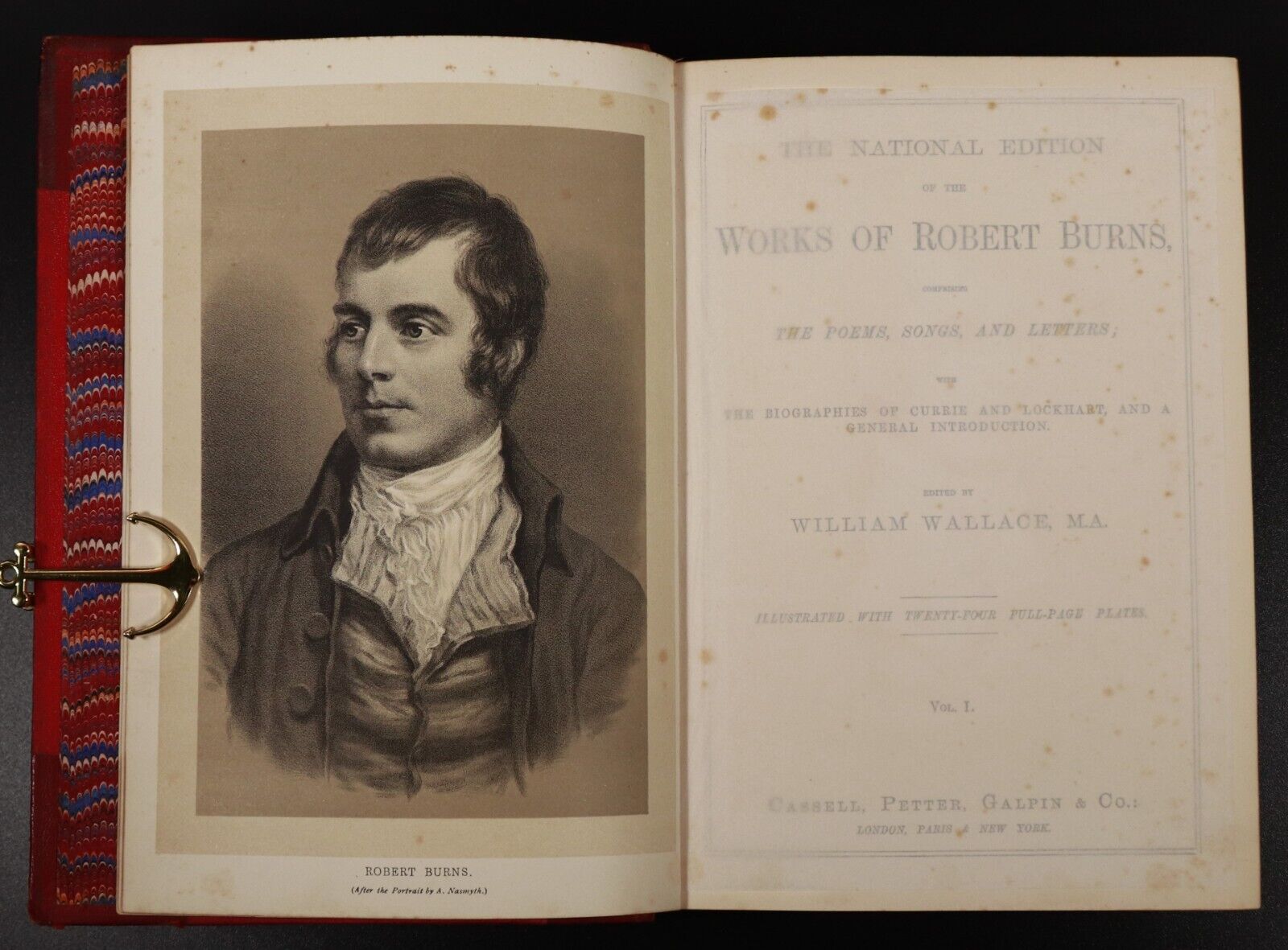 c1890 2vol The Works Of Robert Burns by William Wallace Antique Poetry Book Set