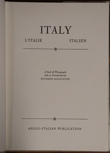 c1961 Italy: A Book Of Photographs Vintage Italian Photographic History Book - 0