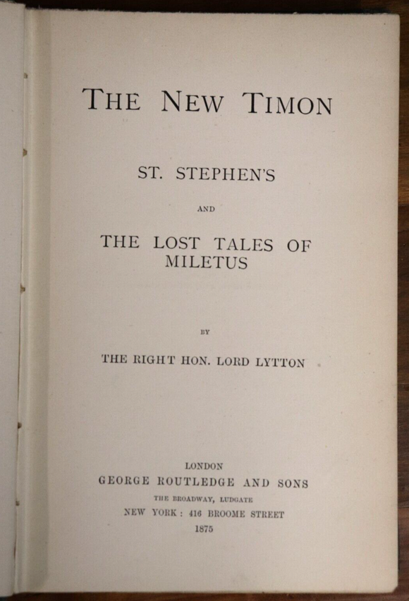 1875 The New Timon by Lord Lytton Antique Poetry & Literature Book