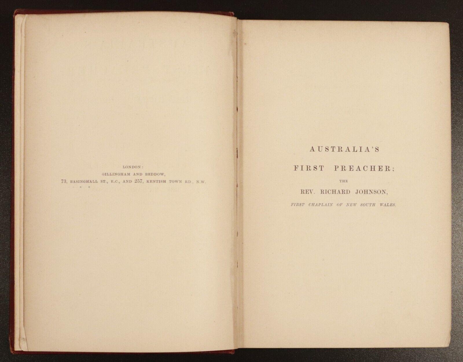 1898 Australia's First Preacher Richard Johnson Antique Australian History Book