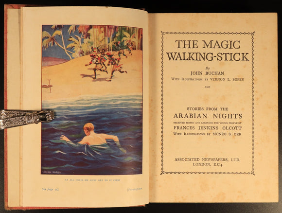 c1935 The Magic Walking Stick & Arabian Nights Antique Fiction Childrens Book