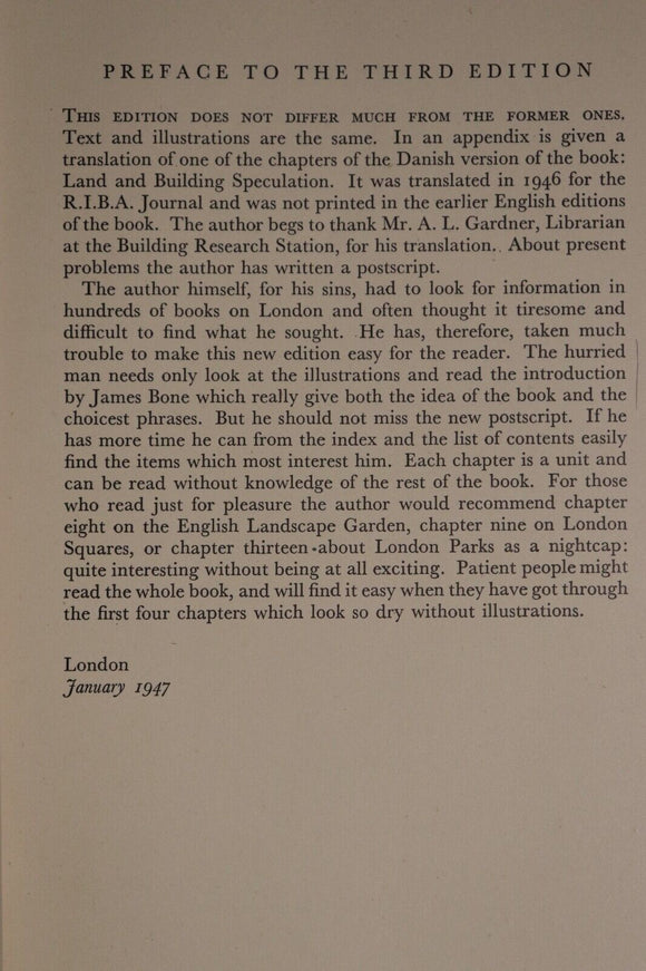 1948 London: The Unique City by Steen Eiler Rasmussen Antique History Book