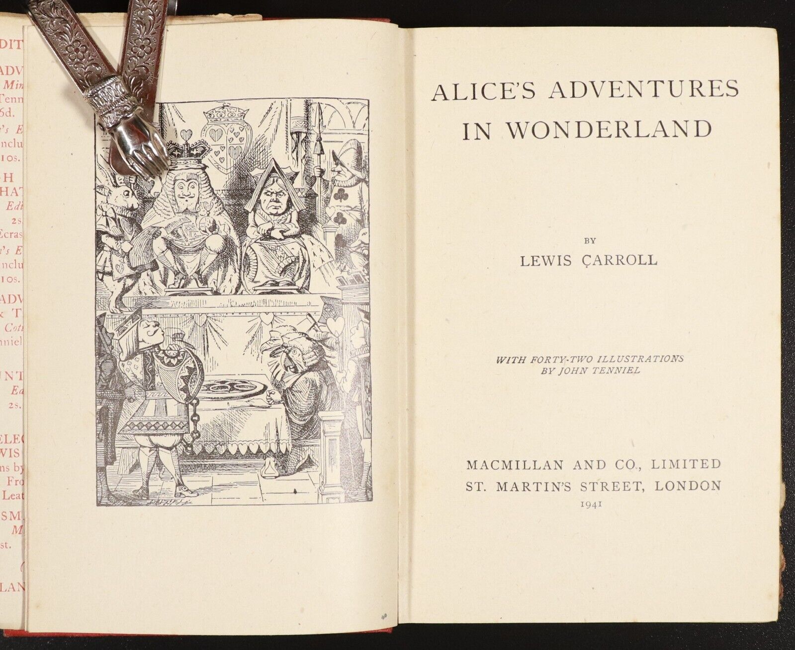 1941 Alice's Adventures In Wonderland L. Carroll Antique Fiction Book J. Tenniel