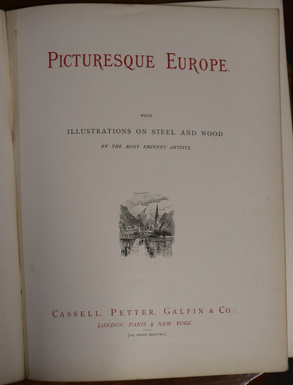 c1880 Picturesque Europe - Division 17 Rare Antiquarian Engravings Plates Book