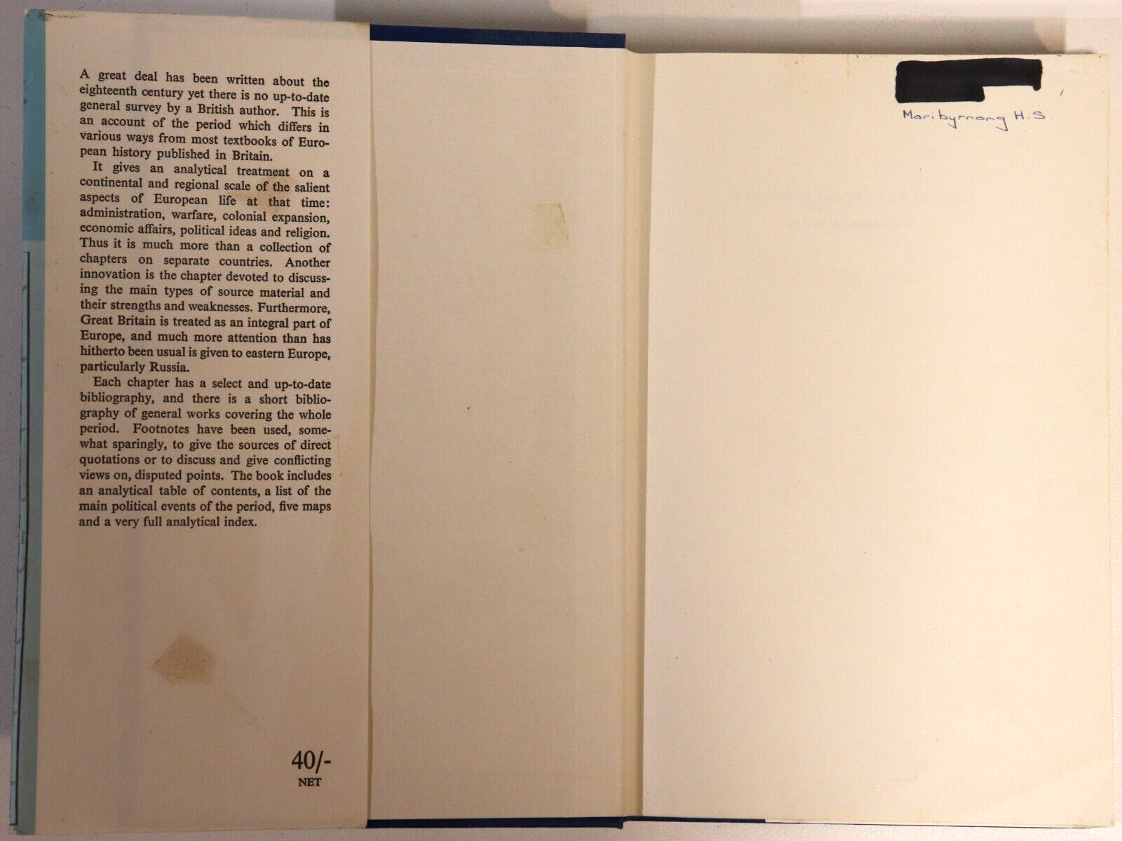 1968 Europe In The Eighteenth Century Vintage British History Book