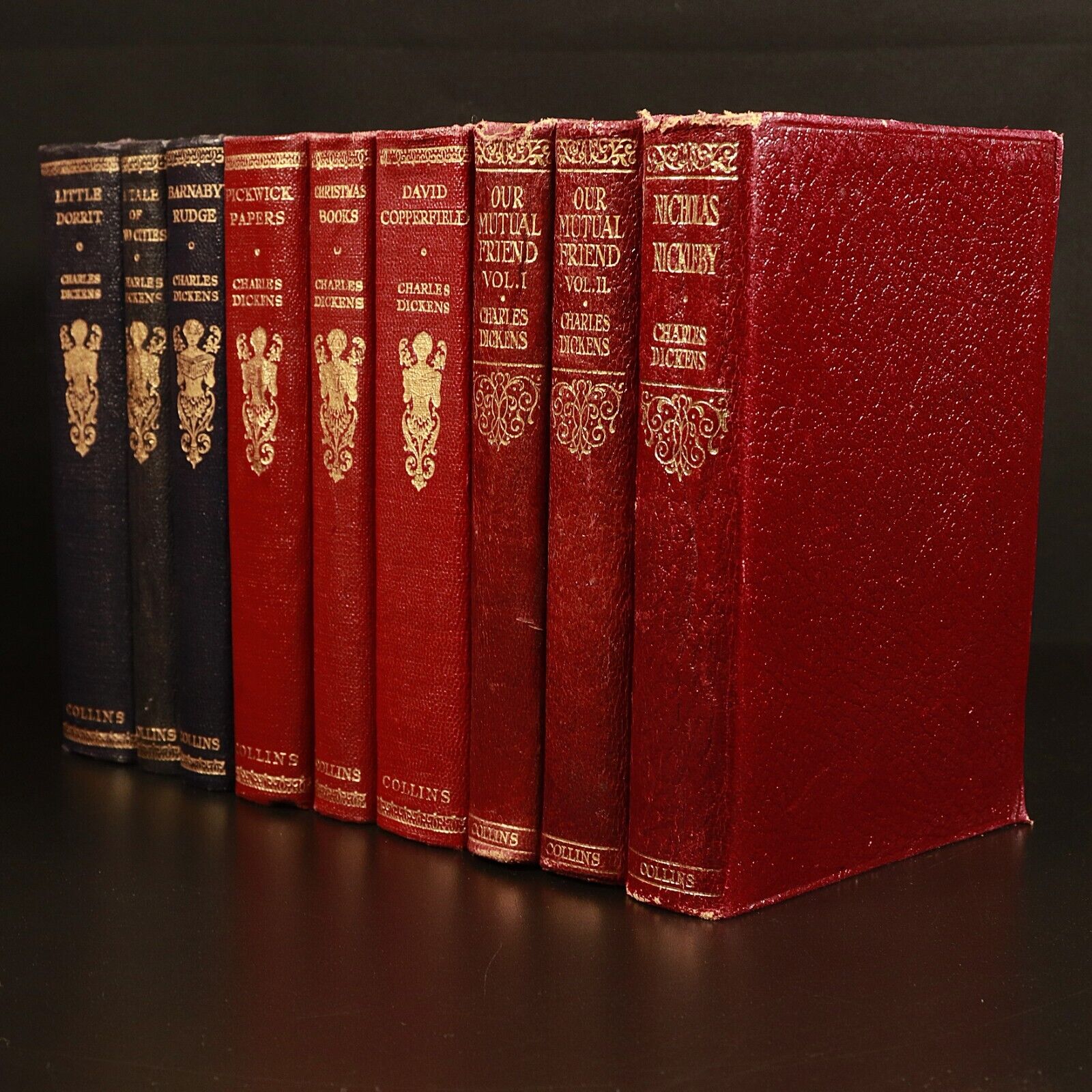 c1930 9vol Collins Library Of Classics by Charles Dickens Antique Fiction Books - 0