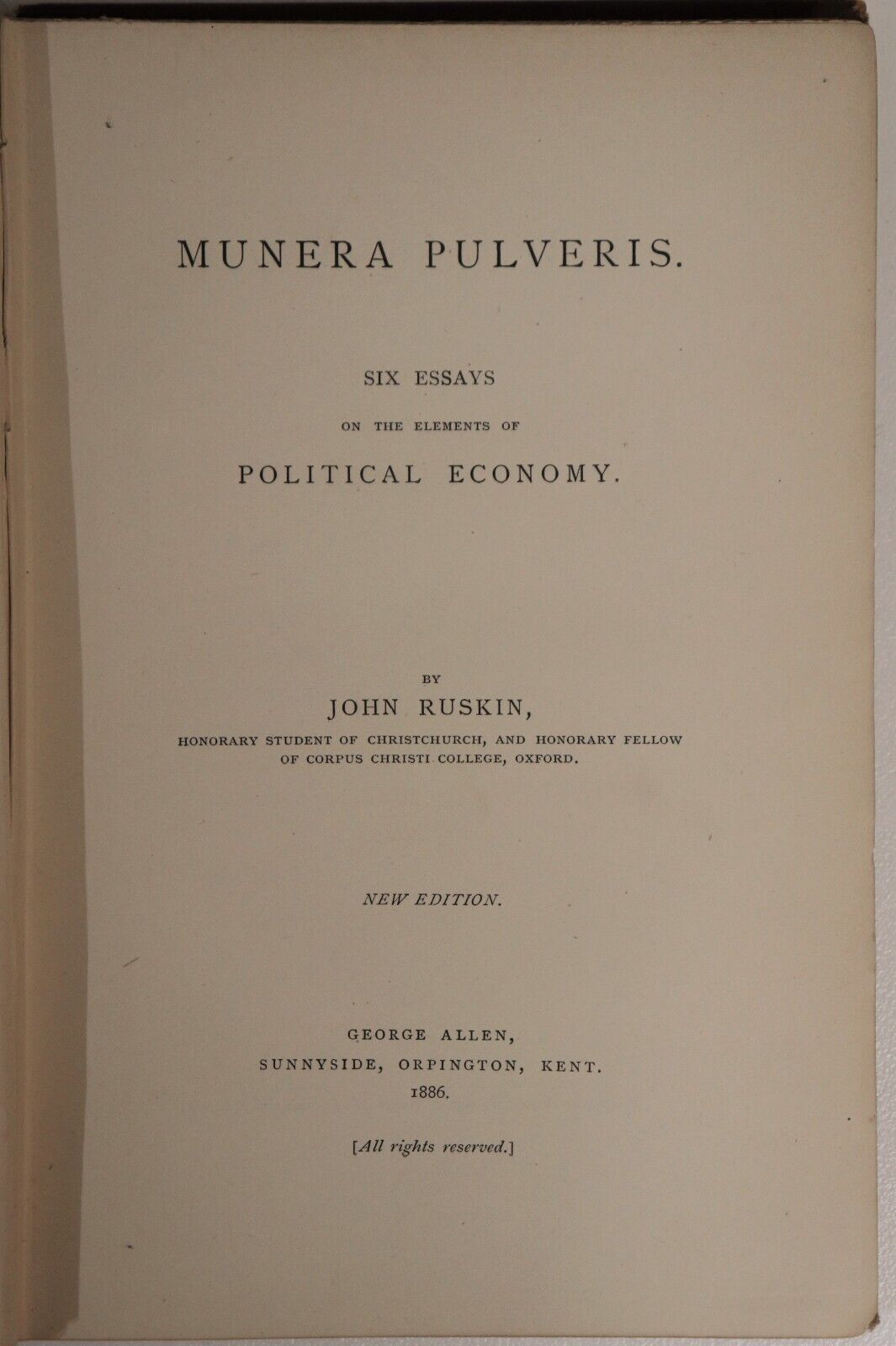 1886 Munera Pulveris by John Ruskin Antique British Political History Book - 0