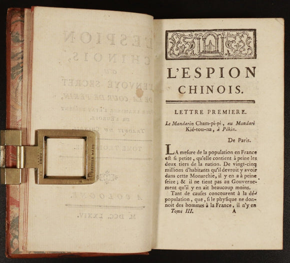 1774 L'Espion Chinois ou L'Envoye Secret De La Cour De Pekin French History Book