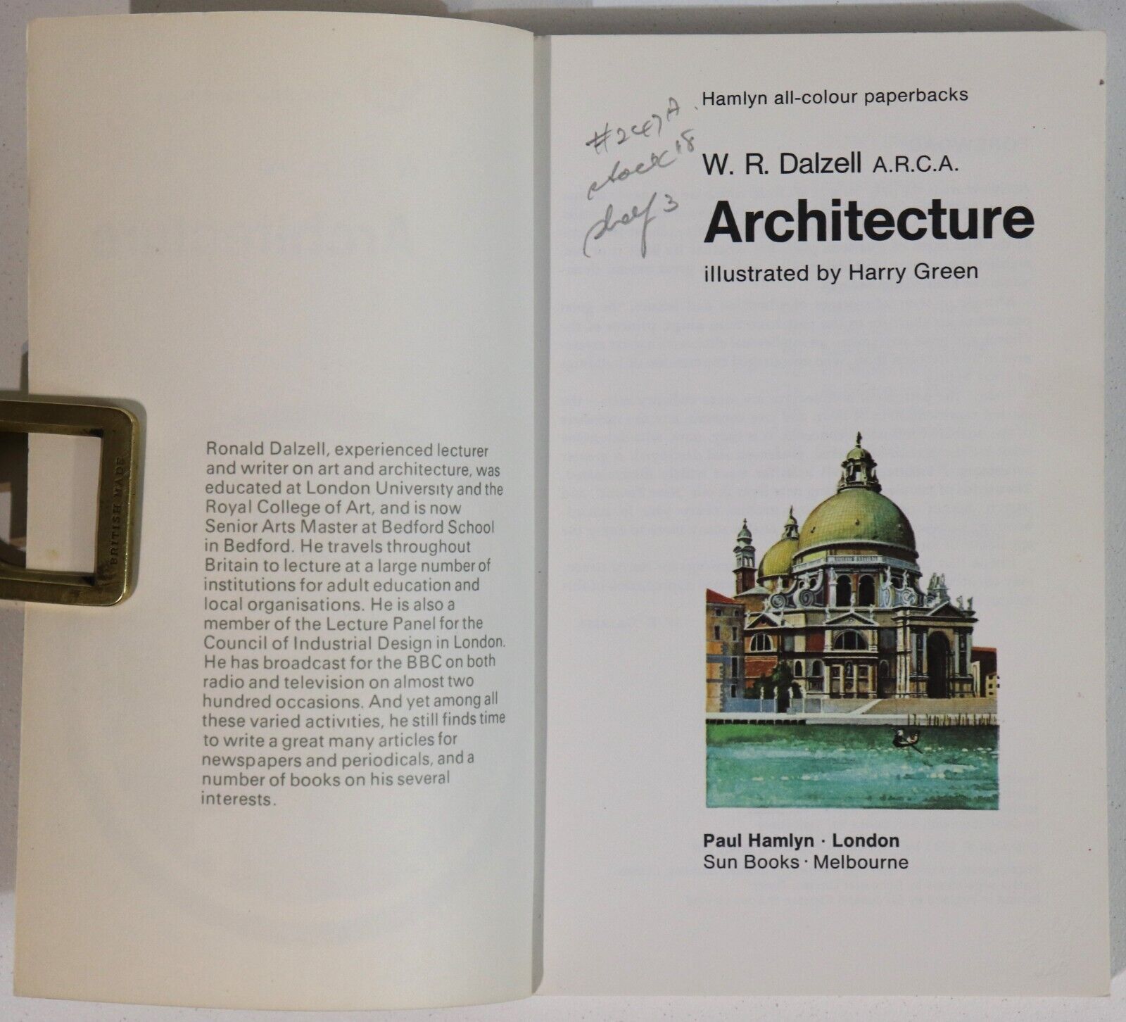 1969 Architecture by W.R. Dalzell Architectural Reference Paperback Book - 0