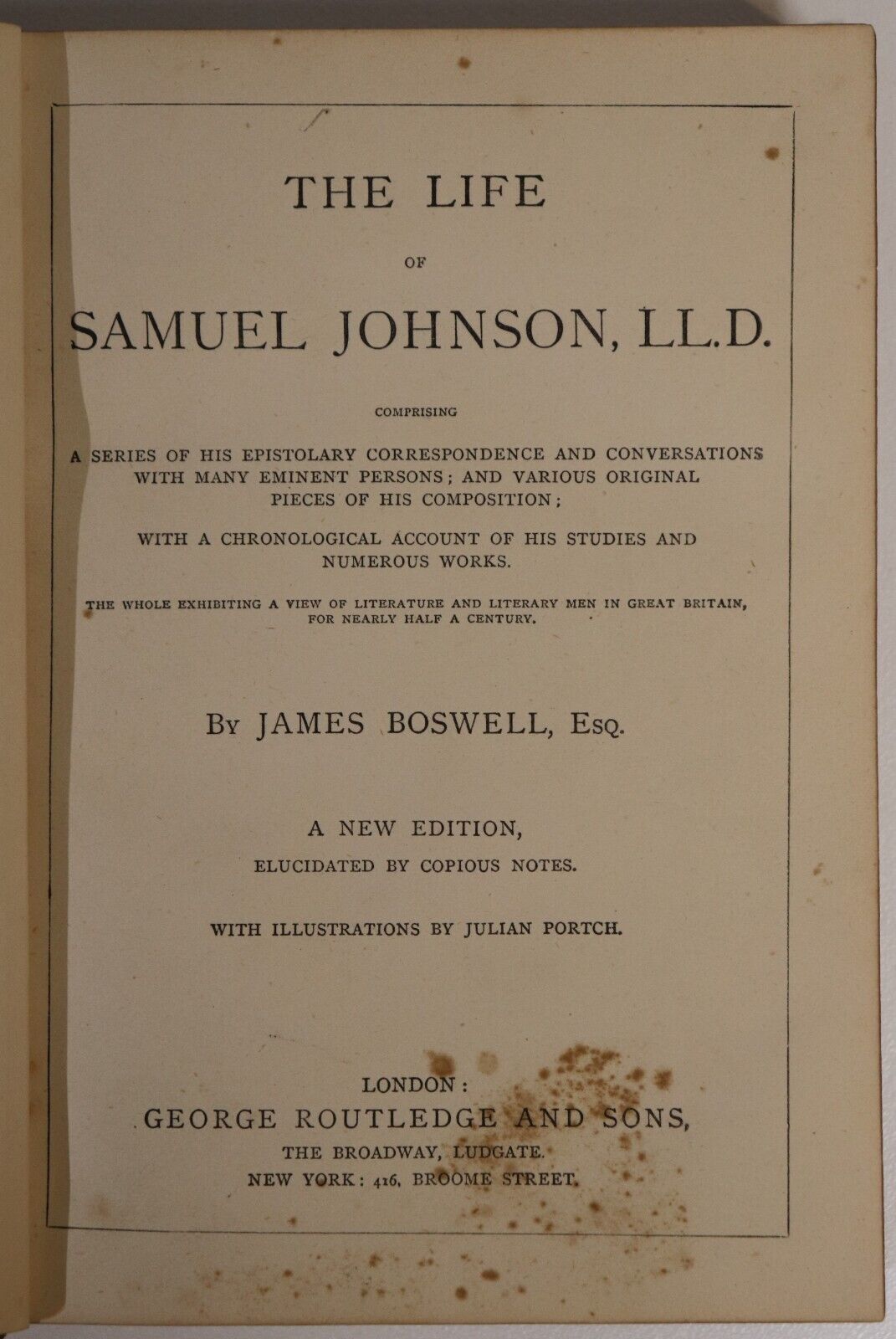 c1859 Life Of Samuel Johnson by James Boswell Antique Literature Biography Book