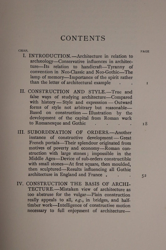 1906 Reason In Architecture Lectures by TG Jackson Antique Architecture Book