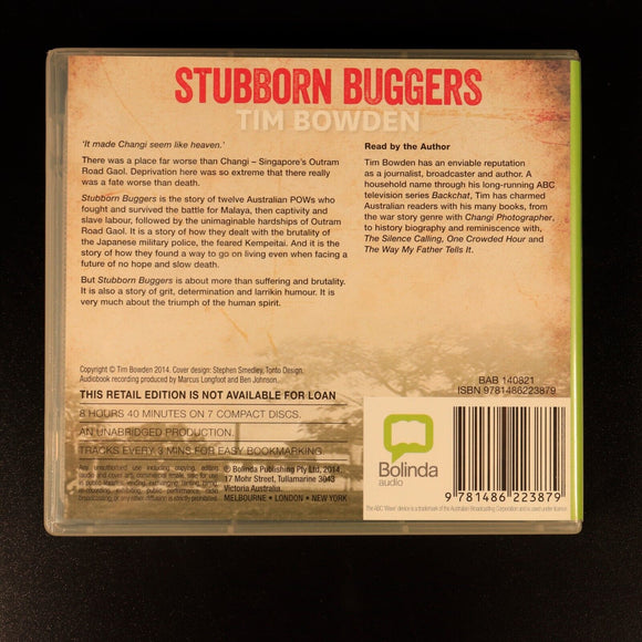 Stubborn Buggers by Tim Bowden Australian Military History Book Audio CD Bolinda