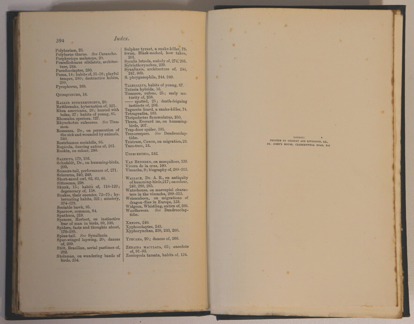 The Naturalist In La Plata by WH Hudson - 1895 - Antique Science & Nature Book