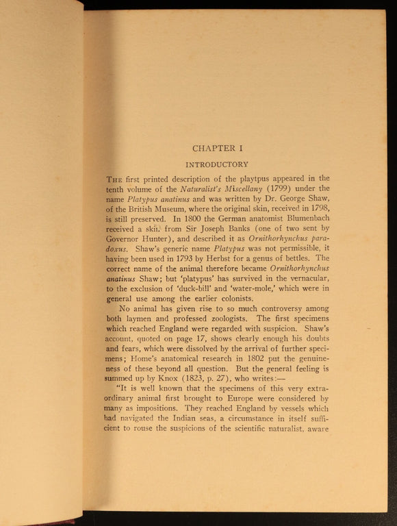 1927 The Platypus by Harry Burrell Australian Natural History Book 1st Ed