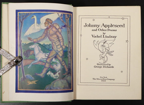 1928 Johnny Appleseed by Vachel Lindsay Antique American Poetry Book Illustrated