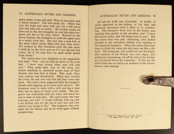 c1928 Myths & Legends of Australian Aborigines Illustrated History Book 1st Ed