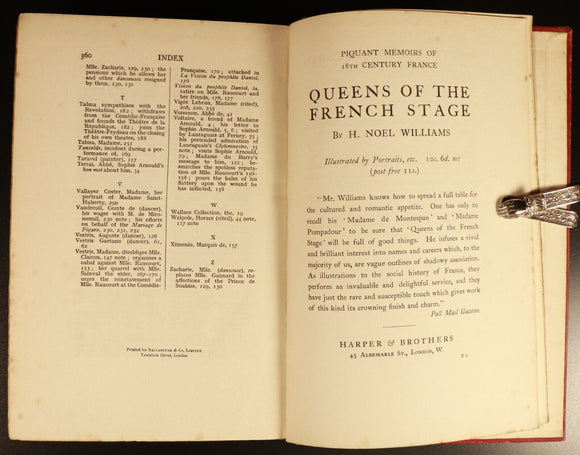 Later Queens Of The French Stage 1906 Antique Literature & Theatre Book