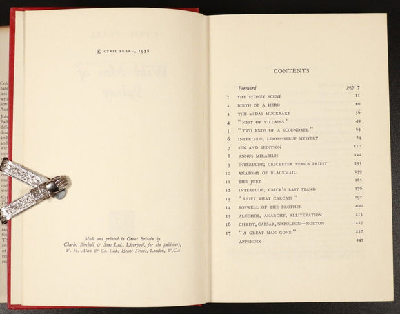 1958 Wild Men Of Sydney by Cyril Pearl 1st Edition Australian History Book